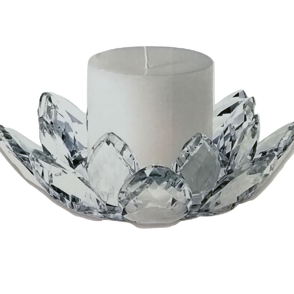 Crystal Lotus Pillar Candle Holder